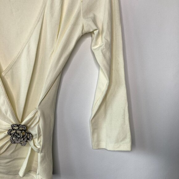 White House Black Market Women's Rhinestone Ornament Detail Wrap Top Size Small - Picture 3 of 9
